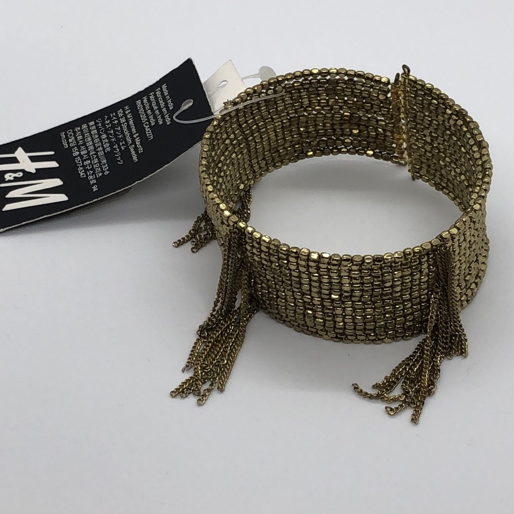 Handmade gold tone beaded cuff bracelet H&M